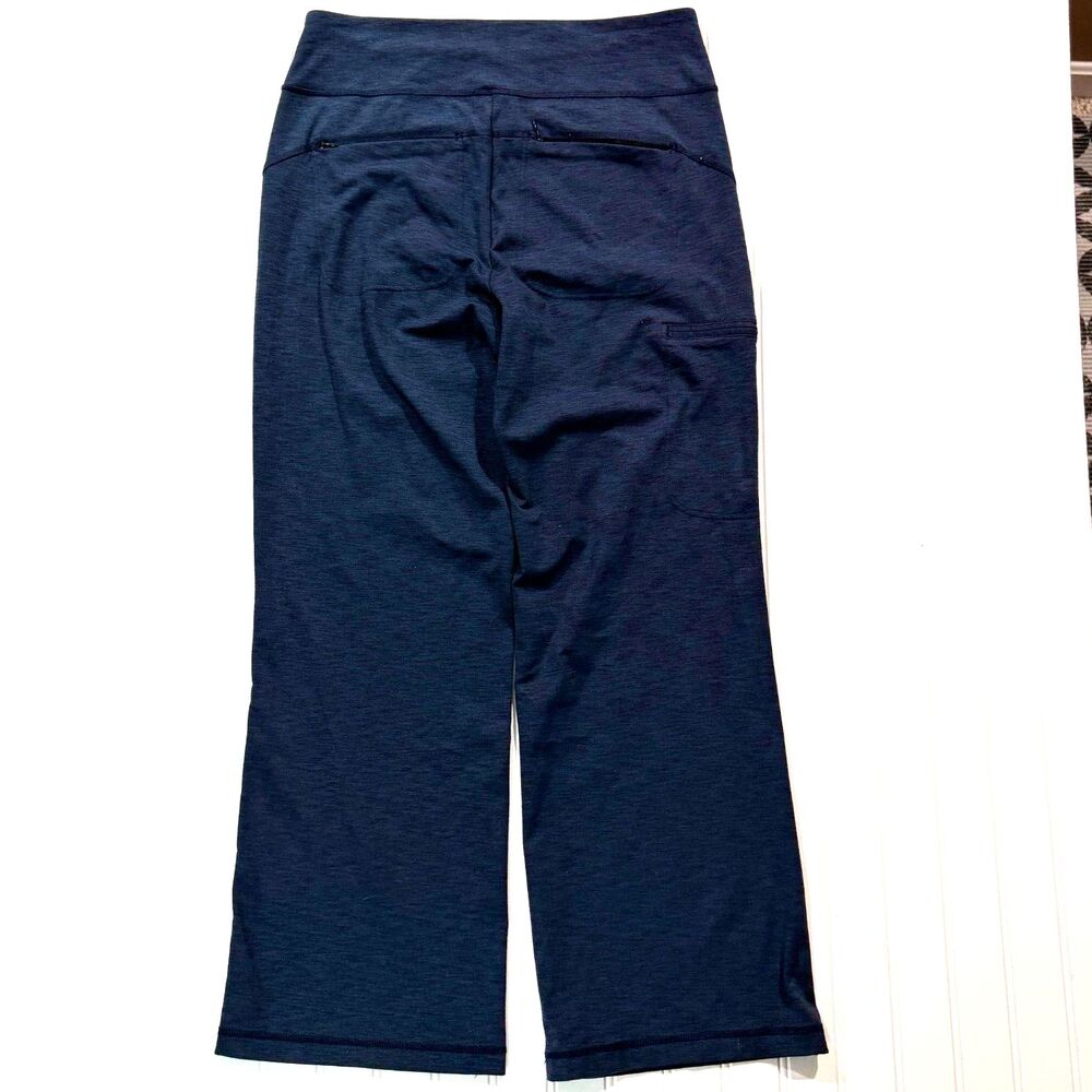 Duluth Trading Co NoGA Classic Hi-Rise Wide Leg Crop Pants Space Dye Navy Blue M